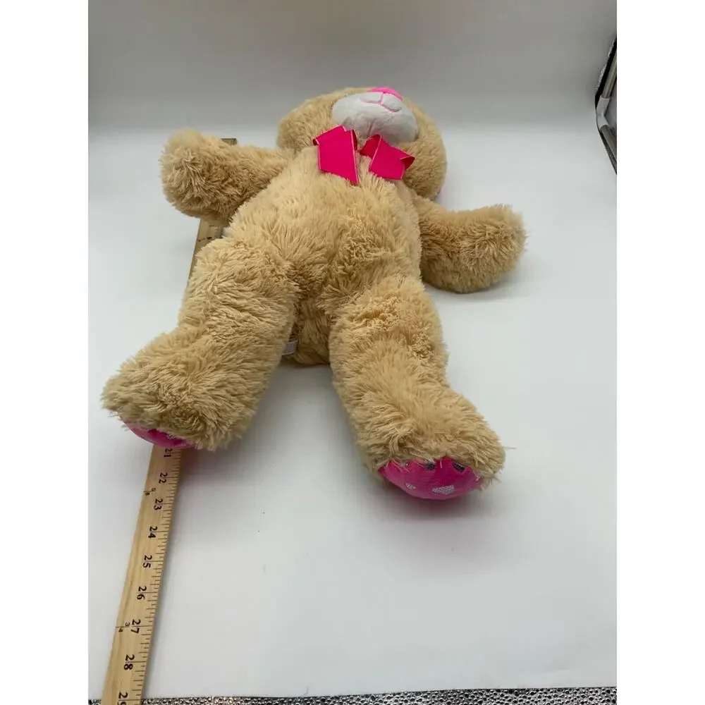 21-Inch Teddy Bear with Pink Bow,‎ Pink/Silver Hearts by Tom's Toys